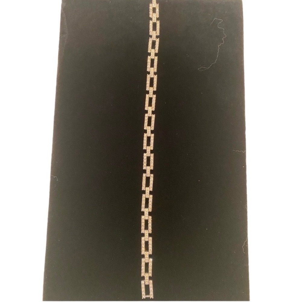 Nadri Silver Toned Cubic Zirconia Link Bracelet - 7” Length